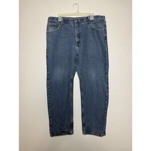 Wrangler Jeans Mens 38x30 (36x28) Medium Wash Blue Straight Denim Worn in comfy